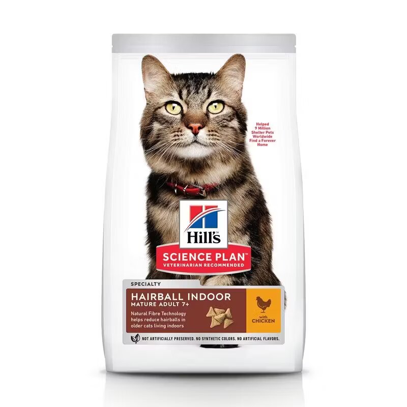 Hills Hrana uscata pisici Hill's Science Plan Feline Mature Hairball and Indoor Chicken 1.5 kg