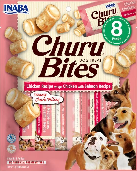 Inaba Churu Bites Recompense pentru Caini cu Pui si Somon 12 g x 8 buc