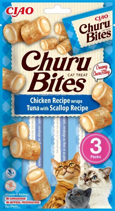 Inaba Churu Bites Recompense pentru Pisici cu Pui Ton si Scoici 10 g x 3 buc