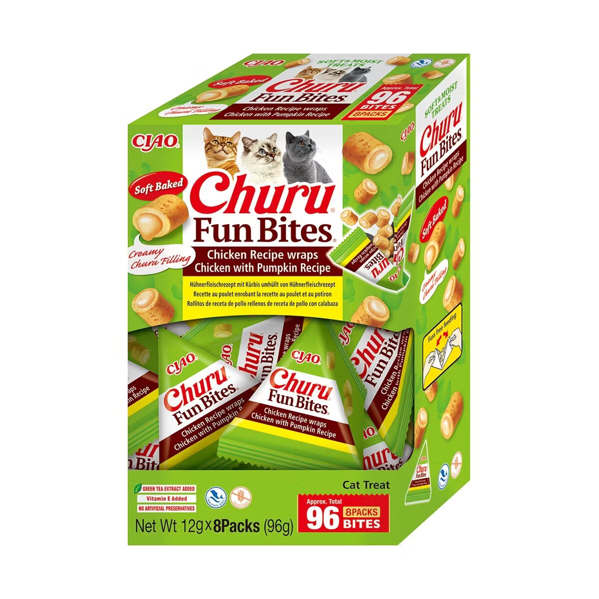 Inaba Churu Cat Fun Bites Recompense Pisici Pui & Dovleac 12 g x 8 buc (96 g)