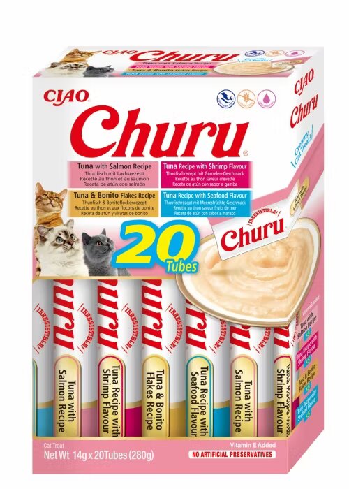 Inaba Churu Cat Varieties Recompense Cremoase cu Fructe de Mare 14 g x 20 buc