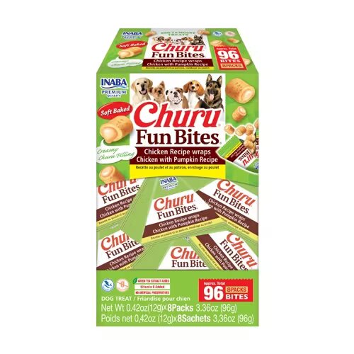 Inaba Churu Dog Fun Bites Recompense Caini Pui & Dovleac 12 g x 8 buc (96 g)