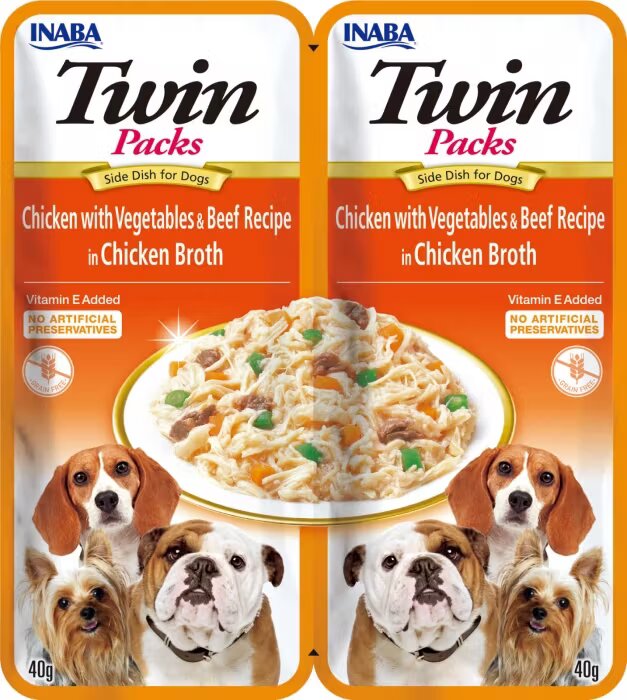 Inaba Churu Dog Twin Pui cu Legume si Vita in Supa de Pui 40 g x 2 buc