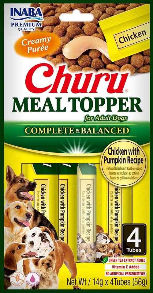Inaba Churu Meal Topper Recompense Cremoase pentru Caini Pui & Dovleac 14 g x 4 buc