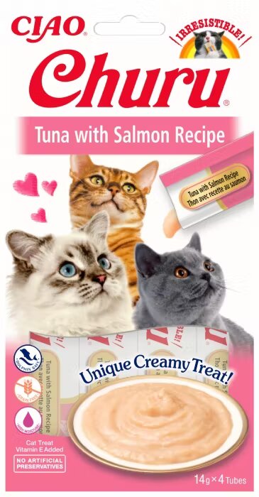 Inaba Churu Recompensa Cremoasa cu Ton si Somon 14 g x 4 buc