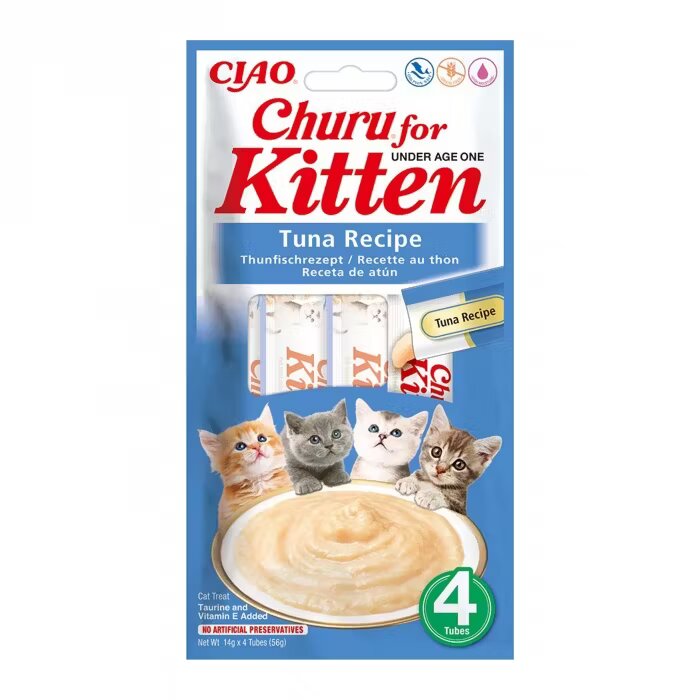 Inaba Churu Recompensa Cremoasa Kitten cu Ton 14 g x 4 buc