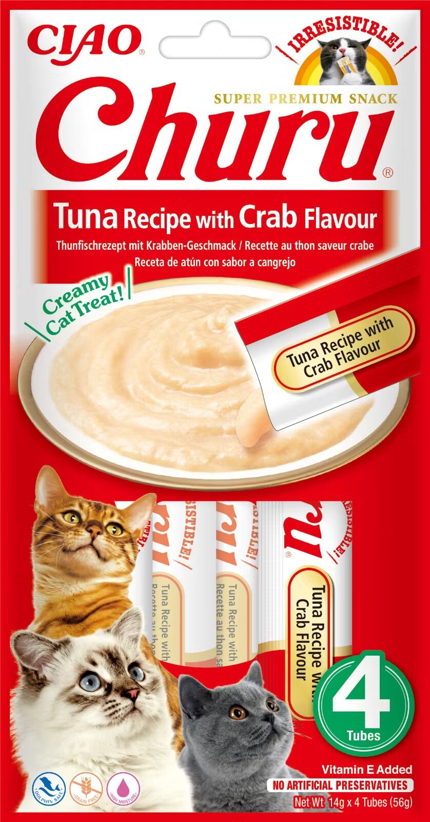 Inaba Churu Recompensa Cremoasa Reteta Ton cu Aroma de Crab 14 g x 4 buc