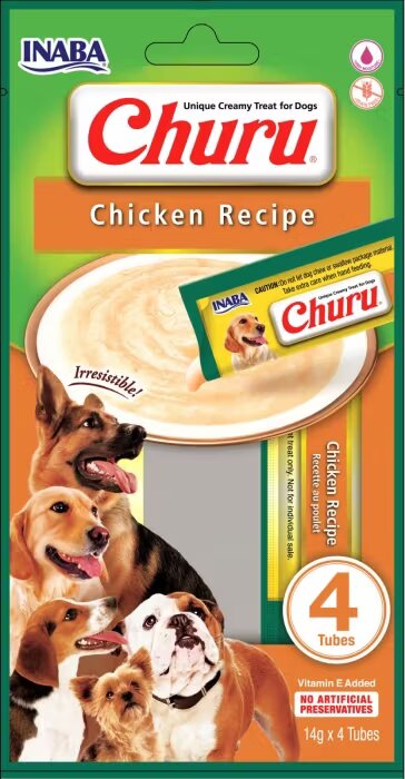Inaba Churu Recompense Cremoase pentru Caini cu Pui 14 g x 4 buc