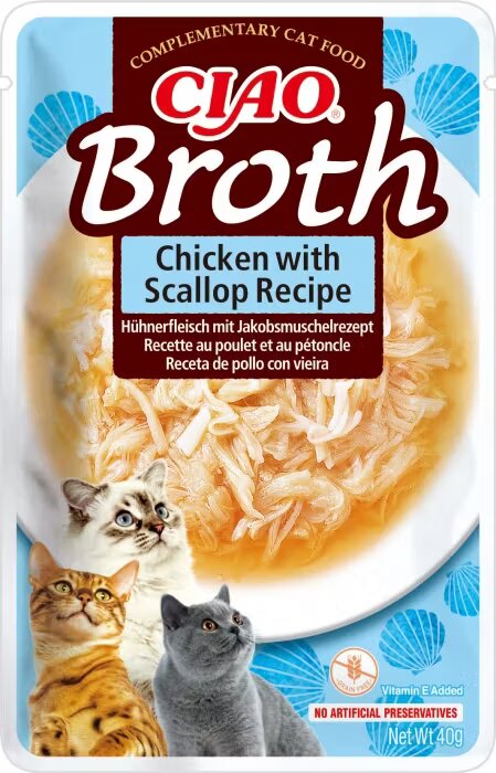 Inaba Ciao Broth pentru Pisici cu Pui si Scoici 40 g