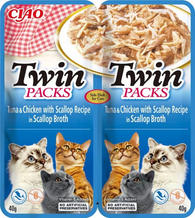 Inaba Ciao Cat Twin Reteta de Ton si Pui in Supa de Scoici 80 g