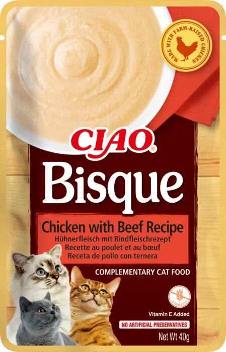 Inaba Ciao Churu Bisque pentru Pisici cu Pui si Vita 40 g