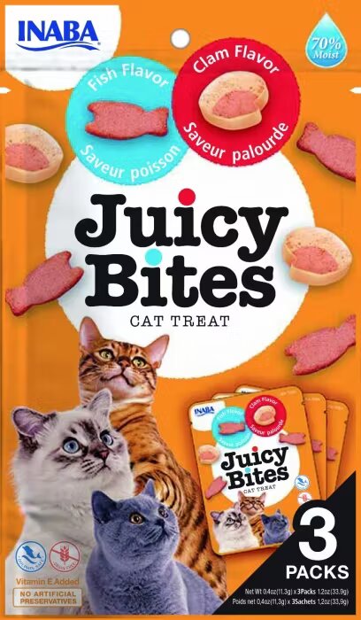 Inaba Juicy Bites Recompense pentru Pisici cu Peste si Scoici 11.3 g x 3 buc