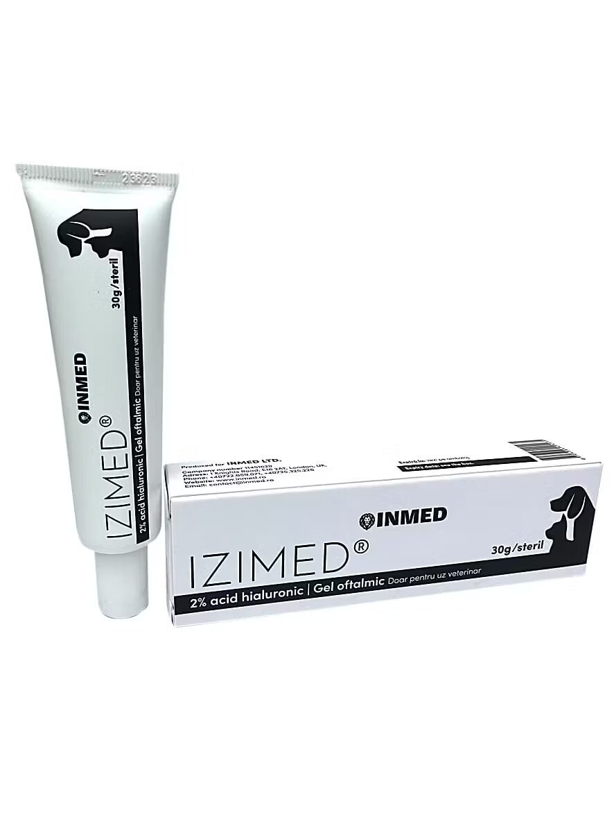 Inmed Izimed gel oftalmic cu 2% acid hyaluronic pentru caini si pisici 30 g