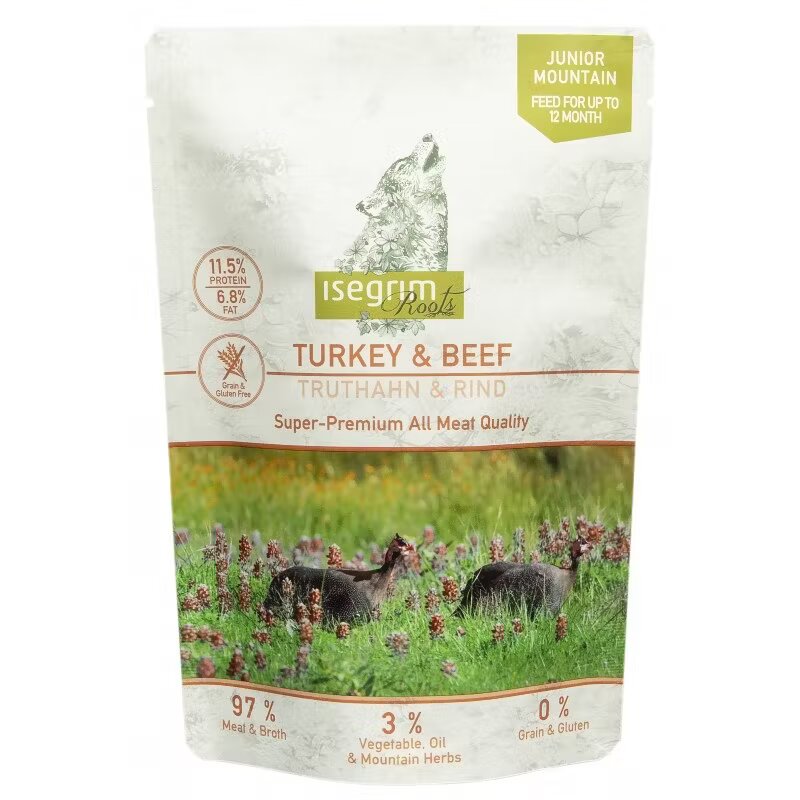 Isegrim Hrana umeda Pouch Dog Junior Turkey & Beef 410 g