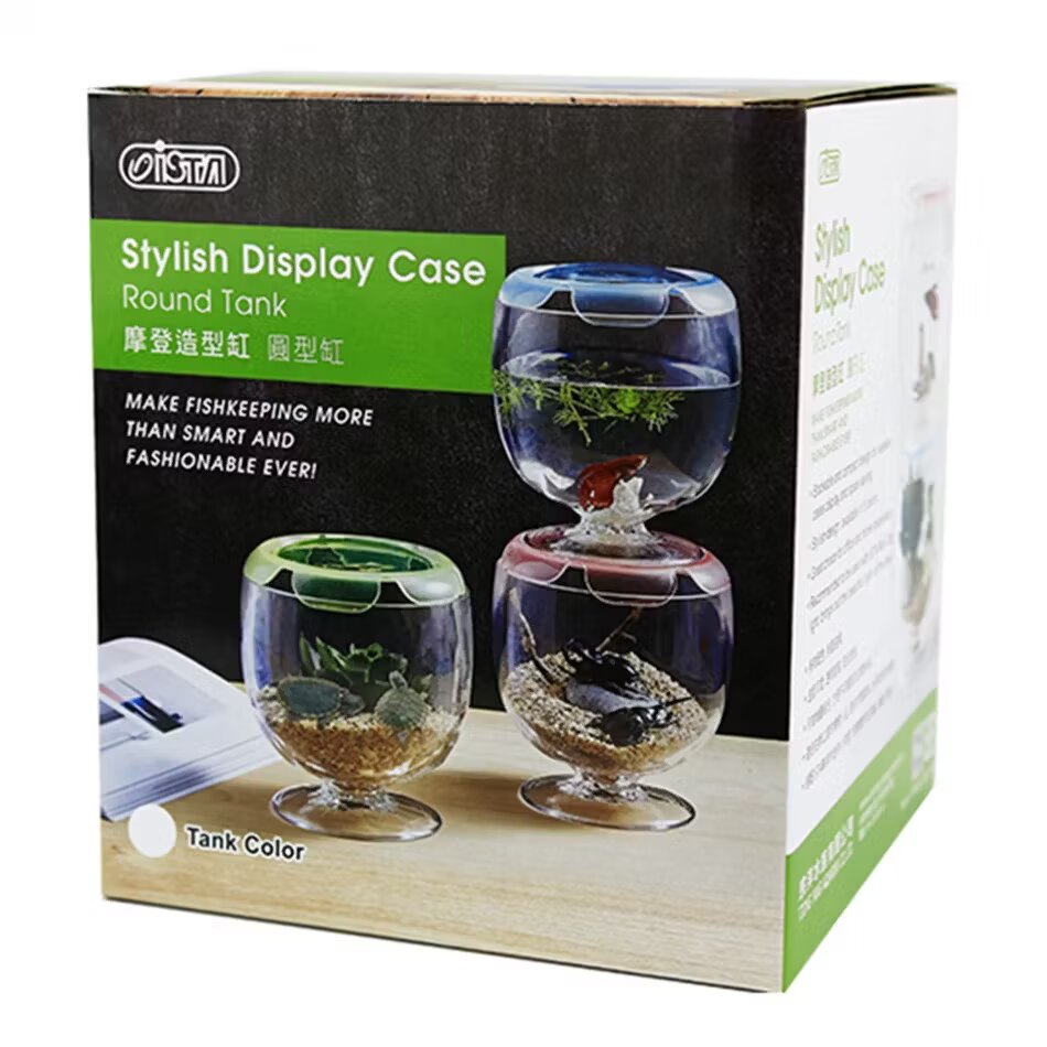 ISTA Acvariu acrilic Betta Stylish Display Case - rotund albastru