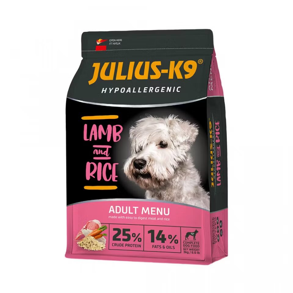 Julius K9 Hrana uscata premium hipoalergenica caini Adult Miel & Orez 12 kg