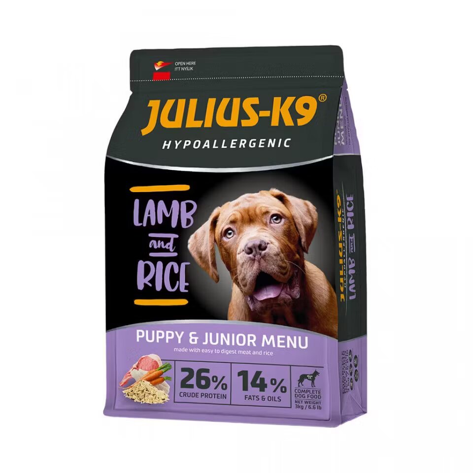 Julius K9 Hrana uscata premium hipoalergenica caini Puppy Miel & Orez 12 kg