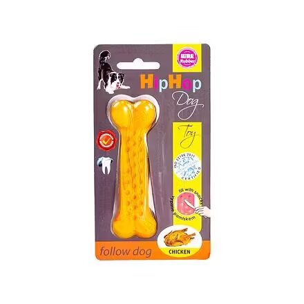 Kid Dog KidDog Jucarie Caini HipHop Os Antibacterian Aroma Pui la Gratar Cauciuc 11 cm