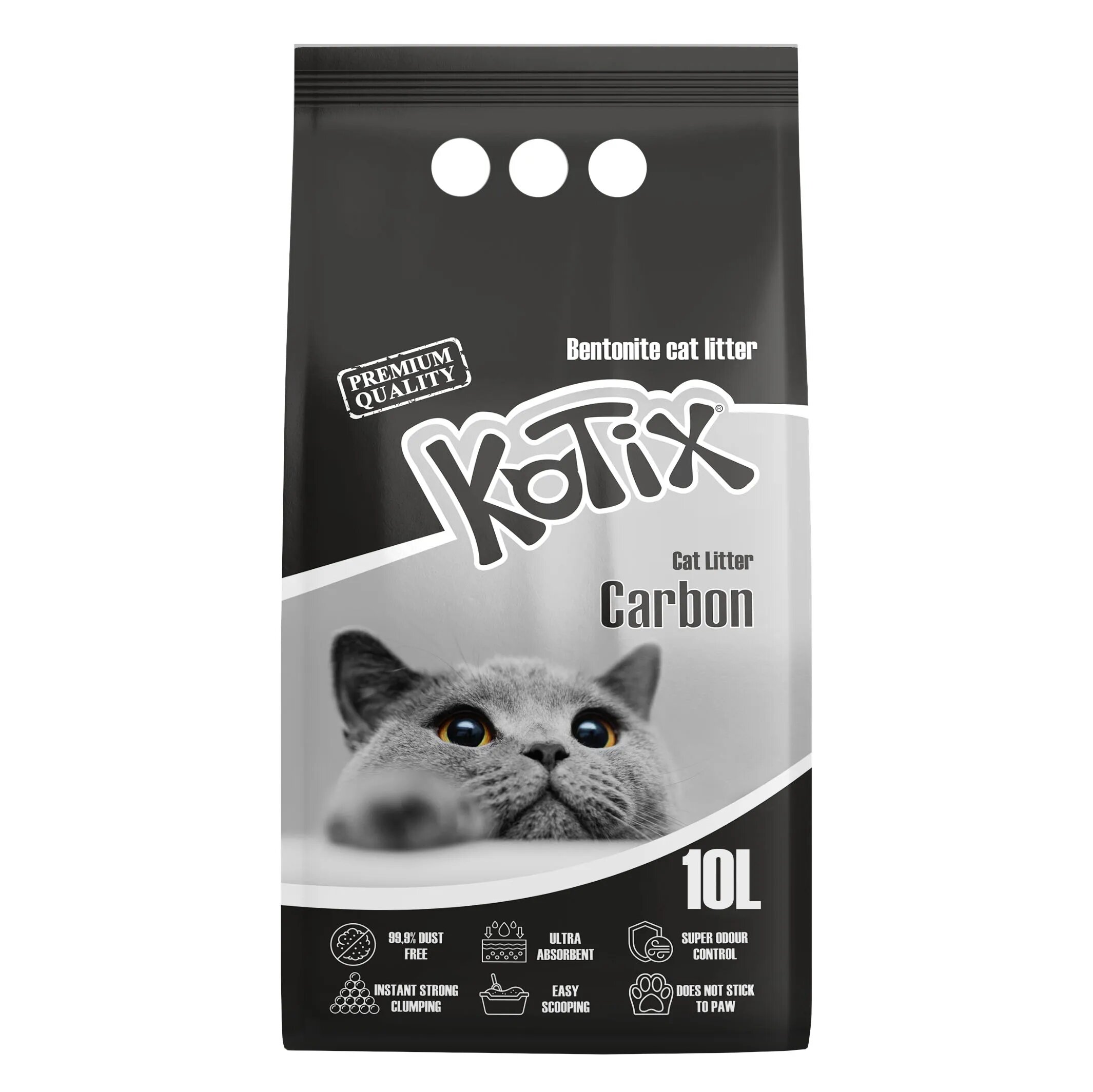 Kotix Asternut igienic pentru pisici 10 L aroma Carbune Activ