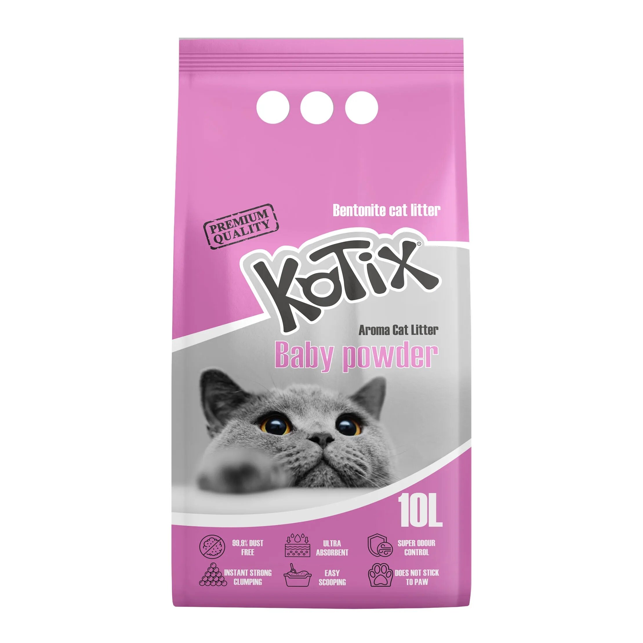 Kotix Asternut igienic pentru pisici 10 L aroma Pudra de Talc