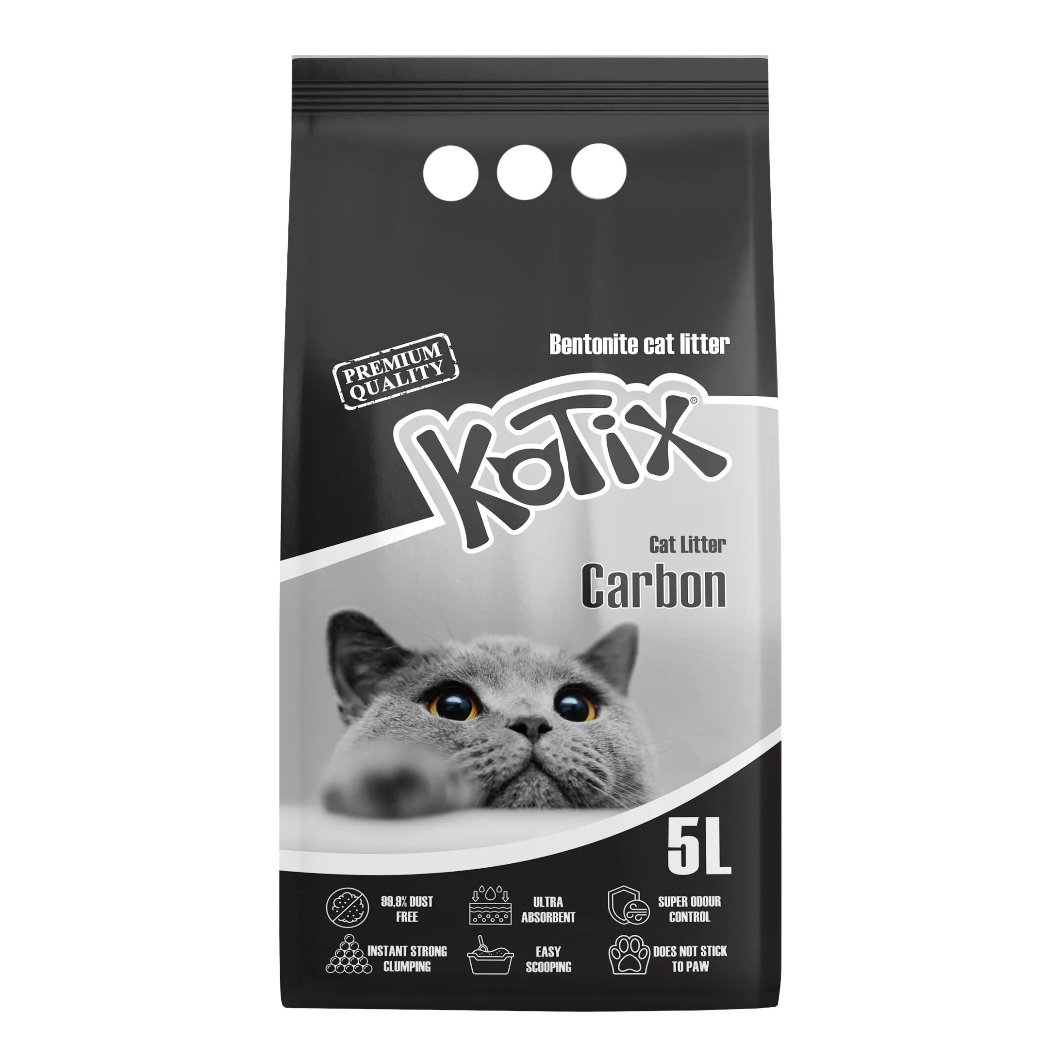 Kotix Asternut igienic pentru pisici 5 L aroma Carbune Activ