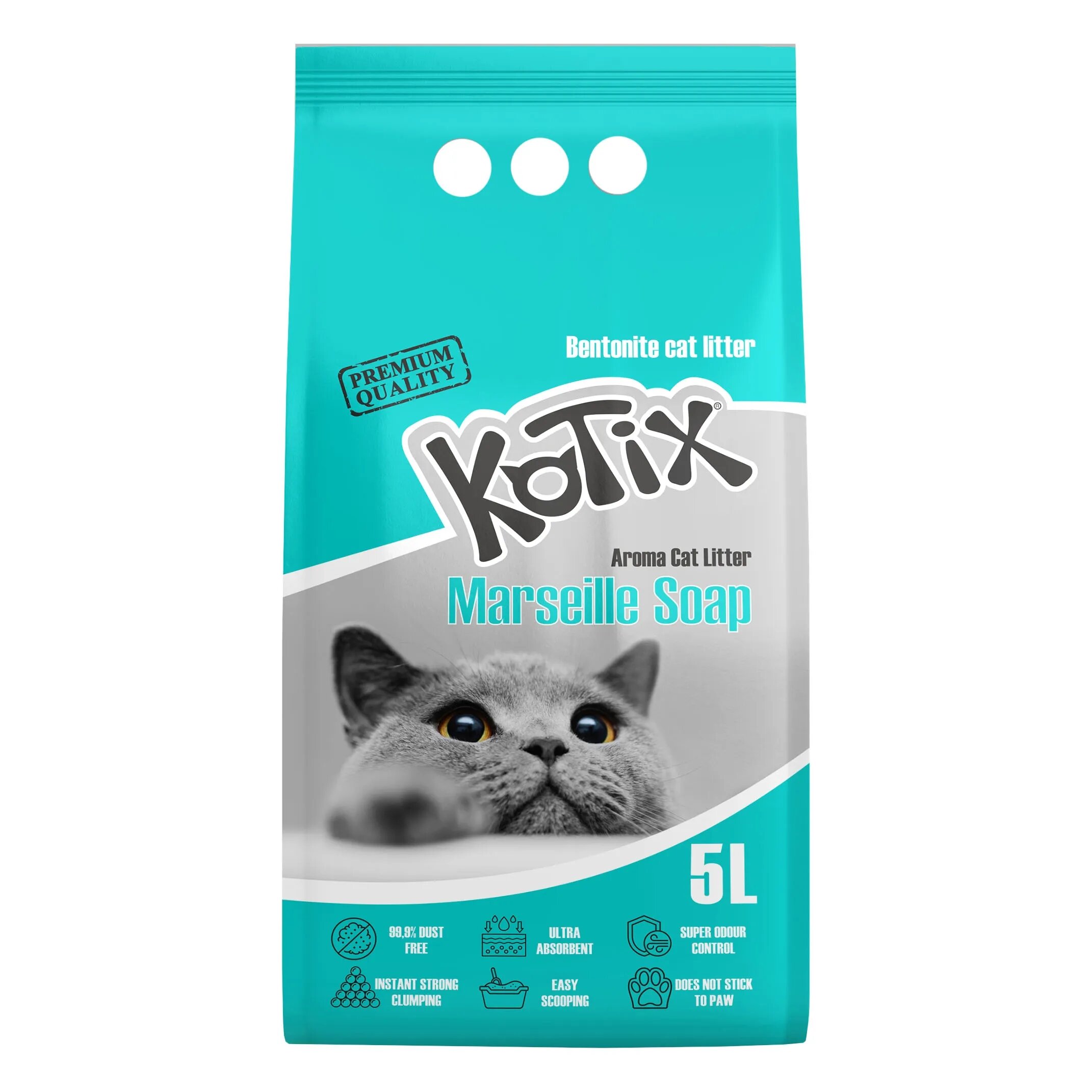 Kotix Asternut igienic pentru pisici 5 L aroma Sapun de Marsilia