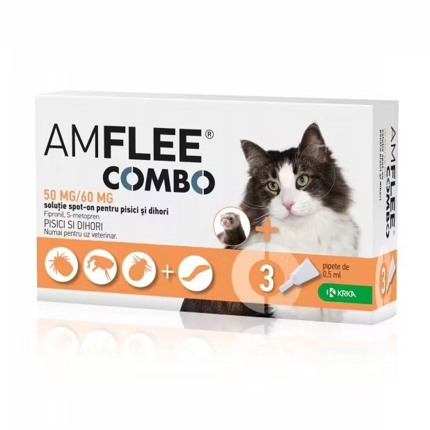 KRKA Amflee Combo Cat 50 mg x 3 pipete