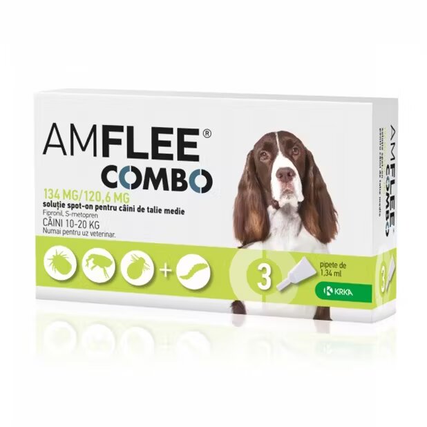 KRKA Amflee Combo Dog 134 mg M (10-20 kg) x 3 pipete