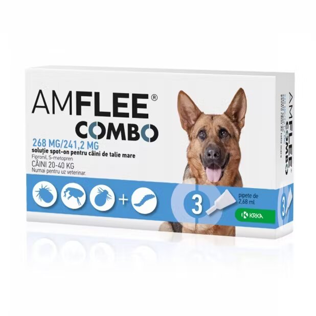 KRKA Amflee Combo Dog 268 mg L (20-40 kg) x 3 pipete