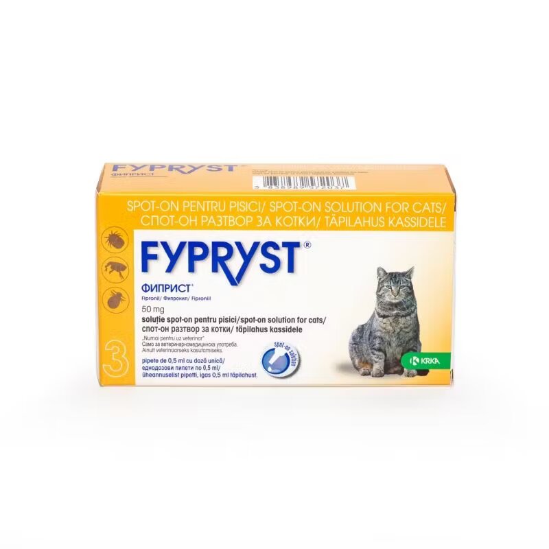 KRKA Fypryst Cat Spot On 50 mg pipete antiparazitare pisici 3 buc