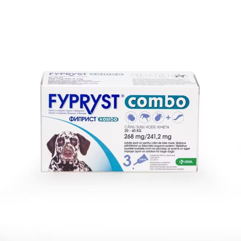 KRKA Fypryst Combo Dog L 268 mg pipete antiparazitare caini talie mare (20 - 40 kg) 3 buc