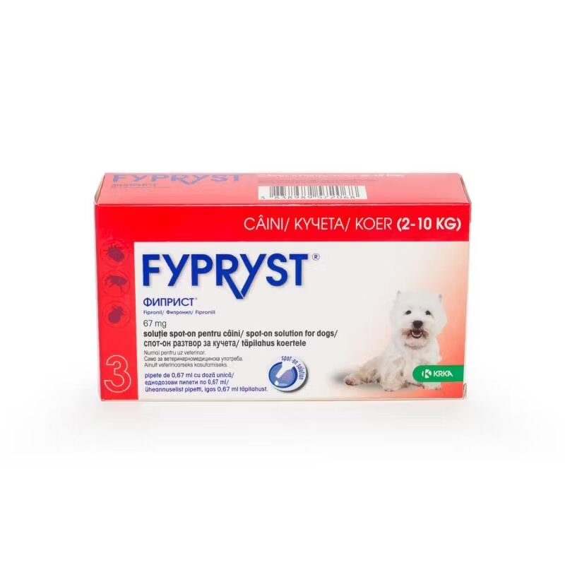 KRKA Fypryst Dog S 67 mg pipete antiparazitare caini talie mica (2 - 10 kg) 3 buc