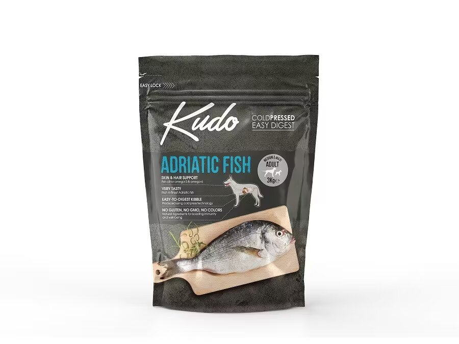 Kudo Adult Mediu-Maxi Hrana Uscata Presata la Rece Peste 3 kg