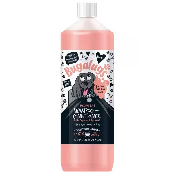 Lakeland Cosmetics Sampon Caini Bugalugs Luxury 2 in 1 Papaya si Cocos 1 L