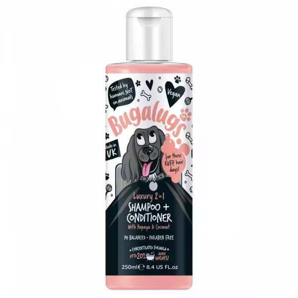 Lakeland Cosmetics Sampon Caini Bugalugs Luxury 2 in 1 Papaya si Cocos 250 ml
