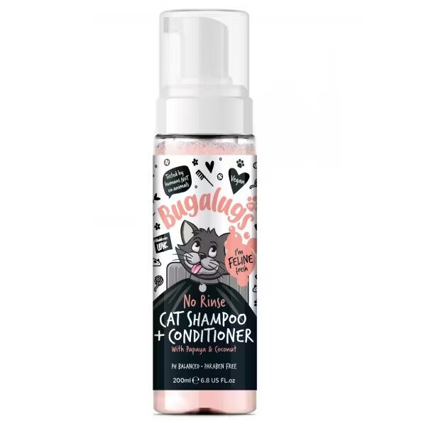 Lakeland Cosmetics Sampon uscat pentru pisici Bugalugs Cat No Rinse 200 ml