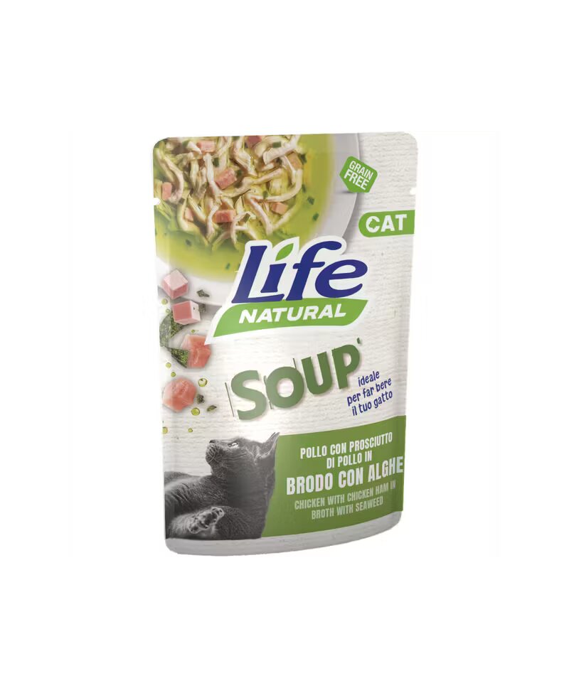 Life Natural Hrana Umeda Pisici Adult Supa Pui si Sunca 60 g