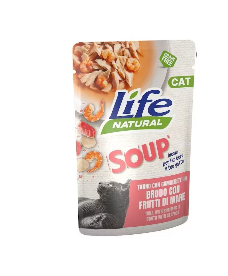Life Natural Hrana Umeda Pisici Adult Supa Ton si Creveti 60 g