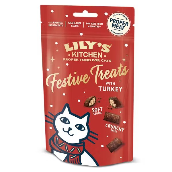 Lilys Kitchen Lily's Kitchen Cat Christmas Turkey Pillow Treats 60 g
