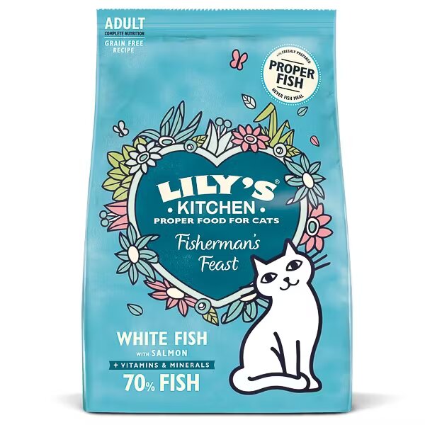 Lilys Kitchen Lily's Kitchen Cat Fishermans Feast White Fish With Salmon Dry Food 800 g