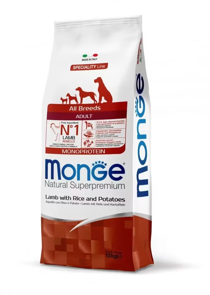 Monge Hrana uscata caini Natural Superpremium Adult All Breeds Miel & Orez 12 kg