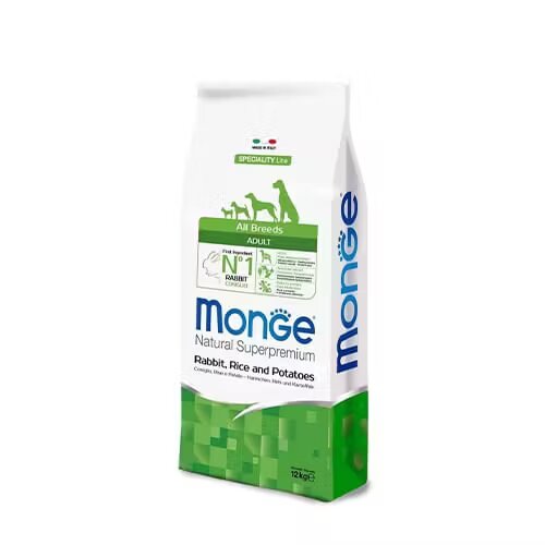 Monge Hrana uscata caini Natural Superpremium All Breeds Adult Iepure Orez & Cartofi 12 kg