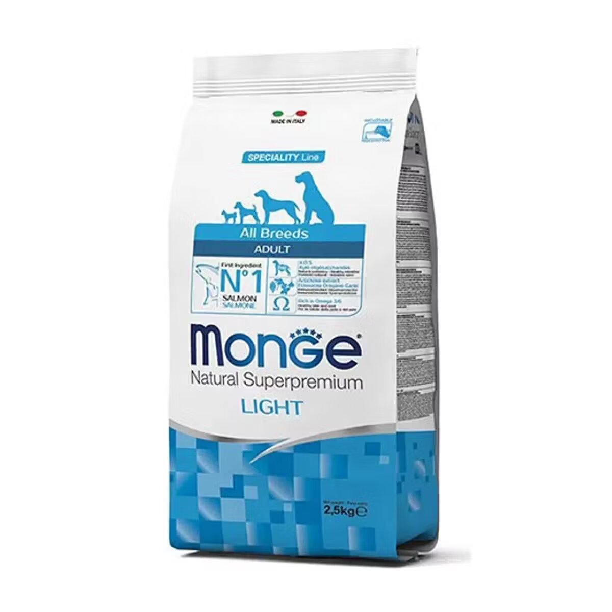Monge Hrana uscata caini Natural Superpremium All Breeds Adult Light Somon & Orez 12 kg