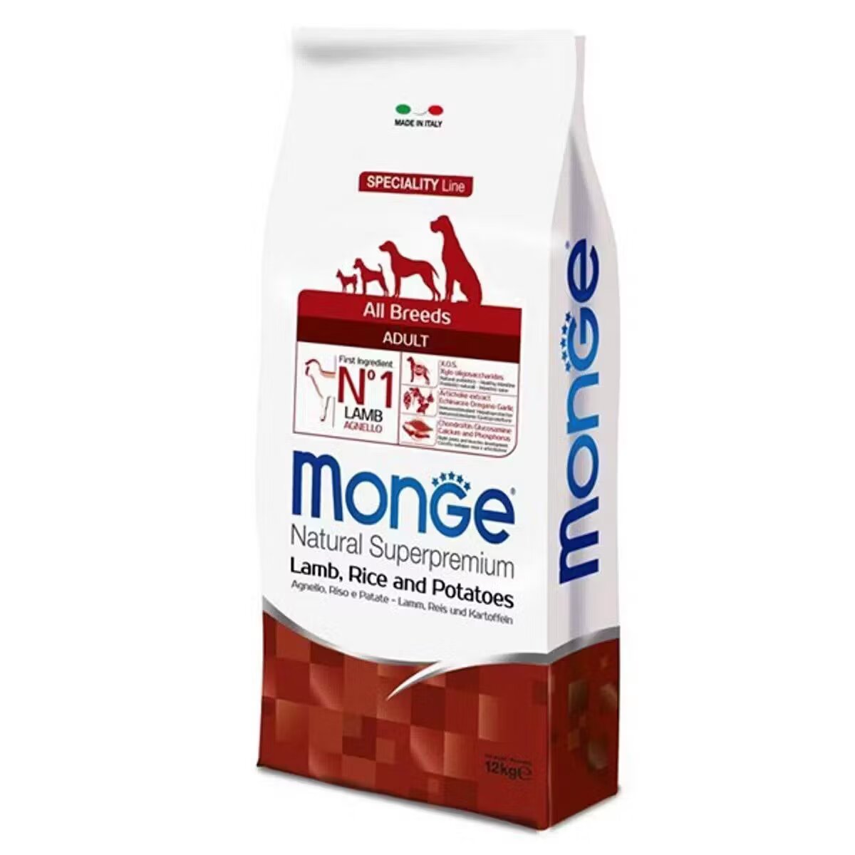 Monge Hrana uscata caini Natural Superpremium All Breeds Adult Miel Orez & Cartofi 12 kg