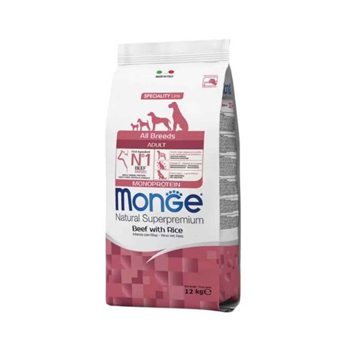 Monge Hrana uscata caini Natural Superpremium All Breeds Adult Monoprotein Vita & Orez 12 kg
