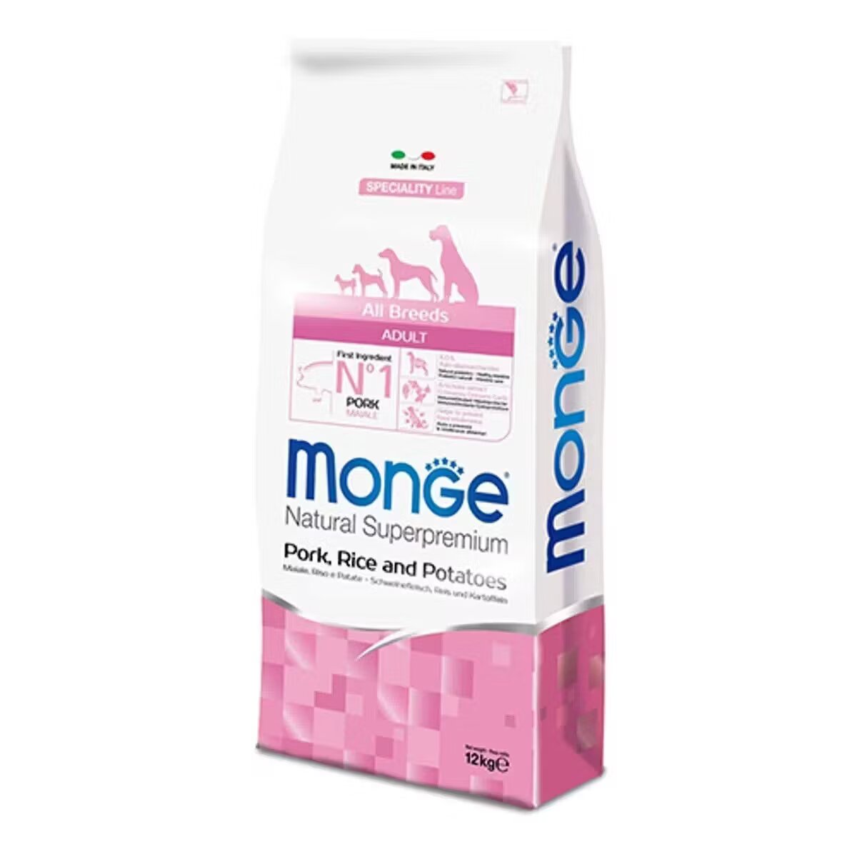 Monge Hrana uscata caini Natural Superpremium All Breeds Adult Porc Orez & Cartofi 12 kg