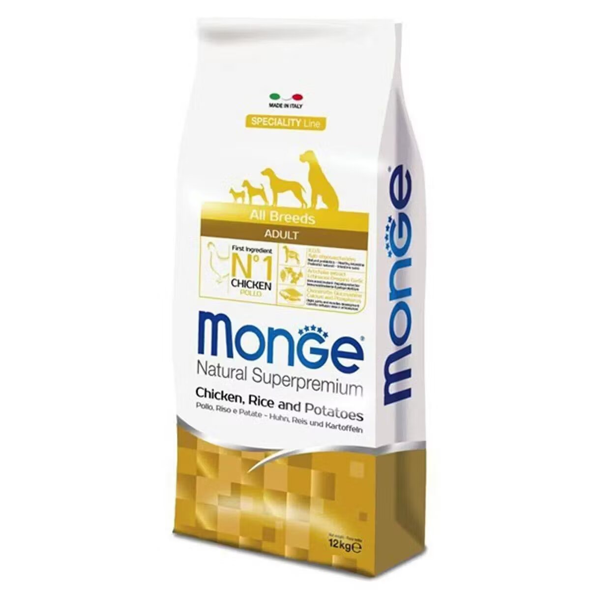 Monge Hrana uscata caini Natural Superpremium All Breeds Adult Pui Orez & Cartofi 12 kg