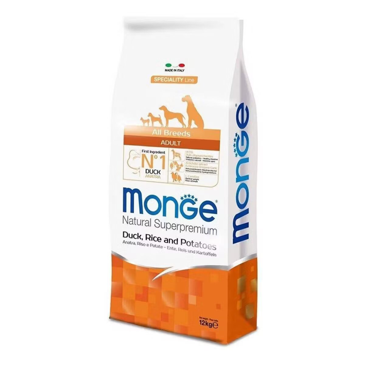 Monge Hrana uscata caini Natural Superpremium All Breeds Adult Rata Orez & Cartofi 12 kg