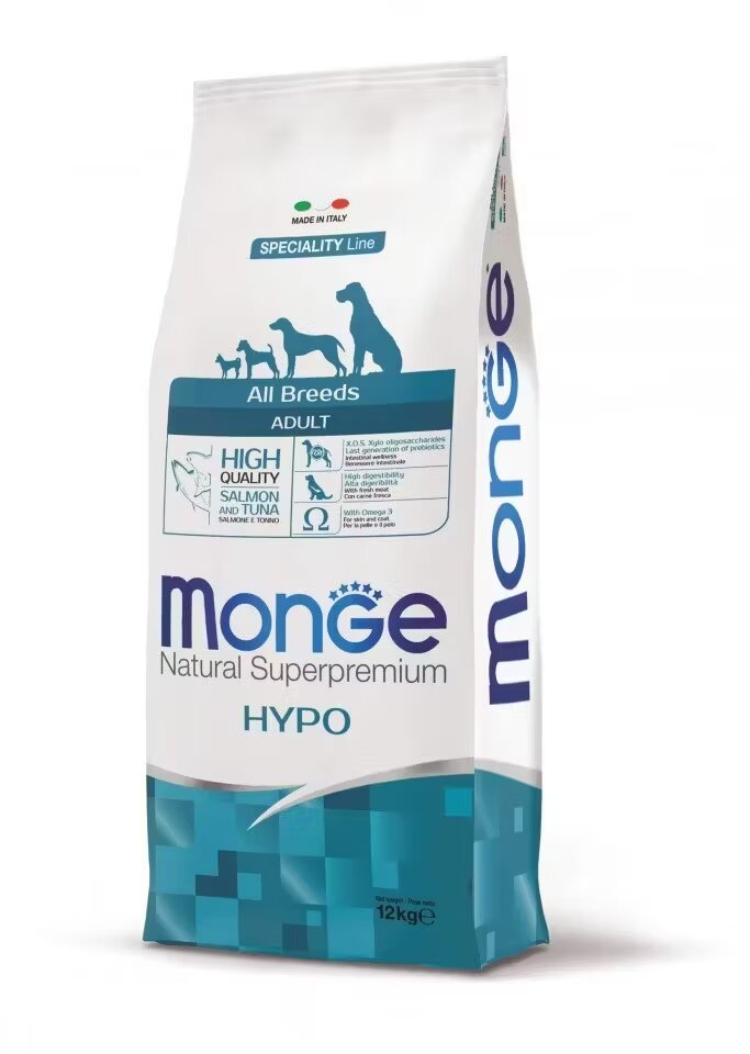 Monge Hrana uscata caini Natural Superpremium Hypoallergenic Adult All Breeds Somon & Ton 12 kg