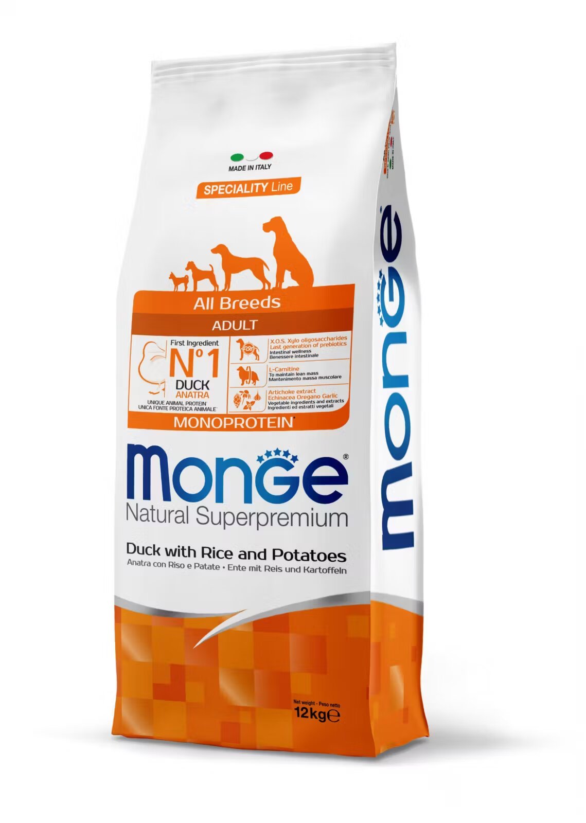Monge Hrana uscata caini Natural Superpremium Monoprotein Adult All Breeds Rata & Orez 12 kg